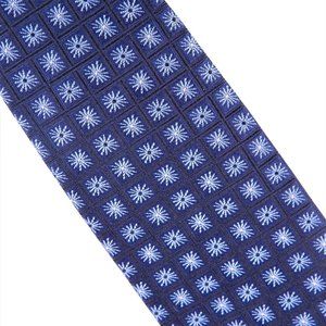 Men Black Midnight Blue Nina Ricci Multicolor Floral Tie 100% Silk France
